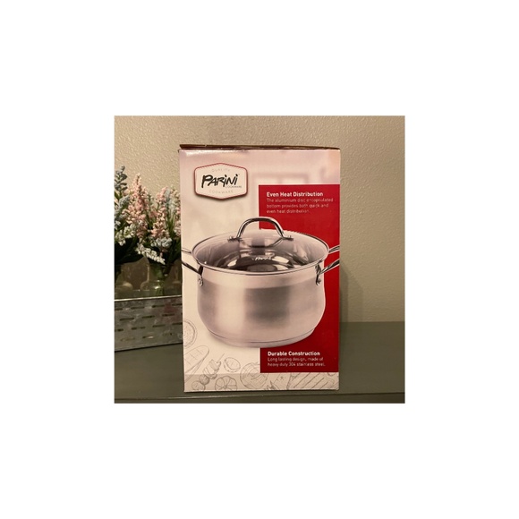 Parini 7 Quart 304 Stainless Steel Dutch Oven with Tempered Glass Lid-New in Box - Picture 4 of 7
